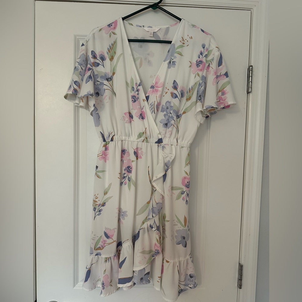 LC Lauren Conrad Floral Wrap Dress - White, Pink, Purple